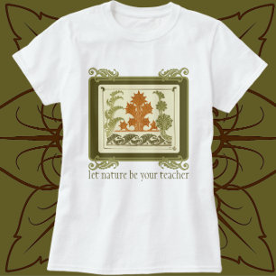 Vintage Art Deco-designen vacker Löv Mönster T Shirt