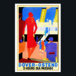 Vintage art deco Dover Ostend North Sea Ferry Poster<br><div class="desc">Från 1920- eller 1930-talets konsthälsannonsering poster från den belgiska järnvägen om sjötransporten mellan Ostend i Belgien och Dover i Underbara Storbritannien.</div>