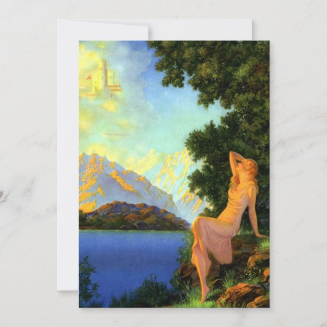 Vintage Art Deco Dream Castle Woman Kort (Framsida)