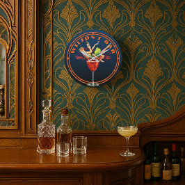 Vintage Art Deco Drink Advertisement Pub eller Pub Stor Klocka