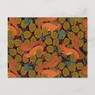 Vintage Art Deco-ekorre och Löv Design Vykort