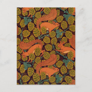 Vintage Art Deco-ekorre och Löv Design Vykort