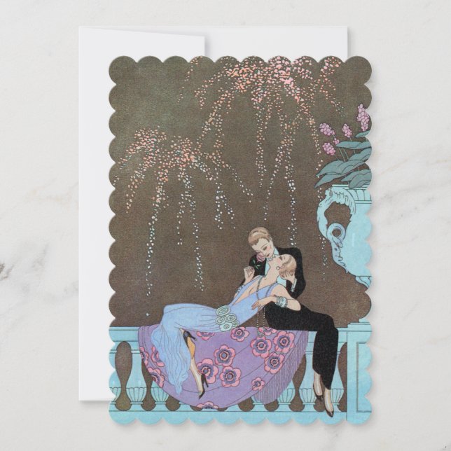 Vintage Art Deco, Eldshow Bröllopsinbjudan Inbjudningar (Framsida)