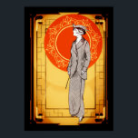 Vintage Art Deco Elegant Dam Poster<br><div class="desc">Vintage Art Deco-design - Elegant Dam med dekorativ bakgrund.</div>