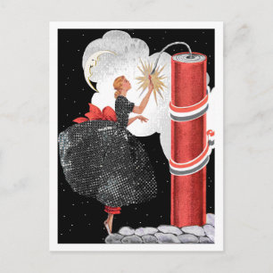 VINTAGE ART DECO "FIRECRACKER FIZZIES" VYKORT