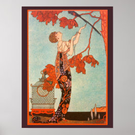 Vintage Art Deco, Flighty Bird av George Barbier Poster