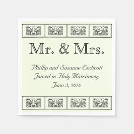 Vintage Art Deco Flower Gräns Bröllop Pappersservett