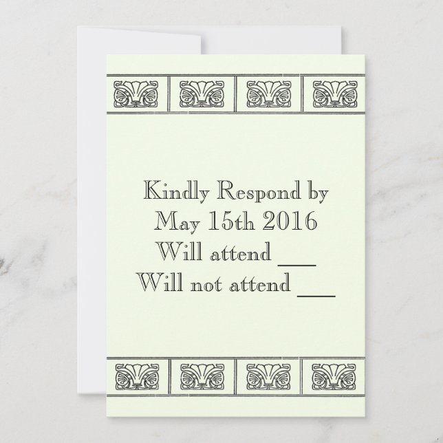 Vintage Art Deco Flower Gräns Response Inbjudningar (Framsida)
