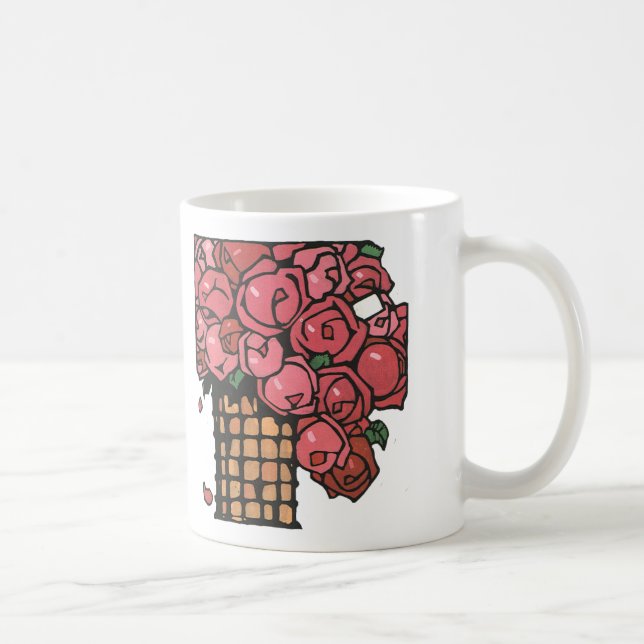 Vintage Art Deco Flowers, Rosa Garden Ro Kaffemugg (Höger)