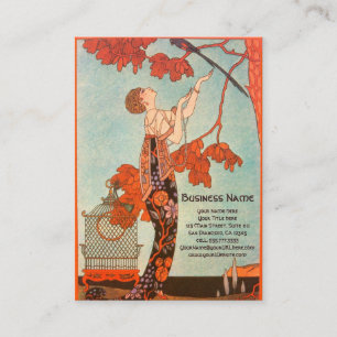 Vintage Art Deco, Flyktig Fågel av George Barbier Visitkort
