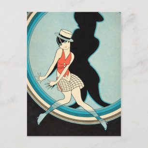 Vintage Art Deco - För alla - Flapper på scenen Vykort