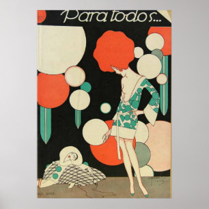 Vintage Art Deco - För Alla - Rödhårig Poster