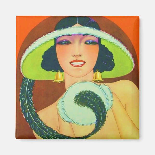 Vintage Art Deco Girl Magnet (Framsidan)