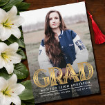 Vintage Art Deco Grad Photo Announcement Inbjudningar<br><div class="desc">This simple,  minimalistic,  and modern Graduation design. Personalize it for your needs. PLEASE NOTE: The gold featured in the design is NOT REAL FOIL and is printed in flat colors</div>