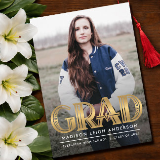 Vintage Art Deco Grad Photo Announcement Inbjudningar