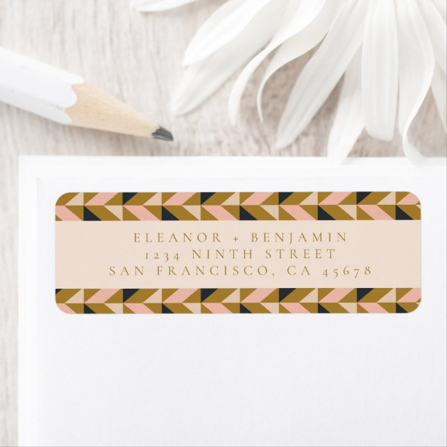 Vintage Art Deco  Guld Black Returadress Etikett (Insitu)