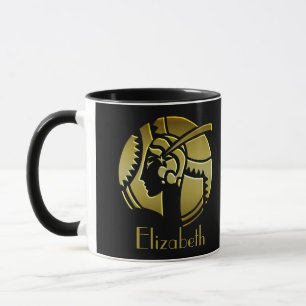 Vintage Art Deco Guld Glamvattenkvinna Mugg