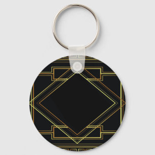 vintage art deco guld och svart mönster geometrisk nyckelring