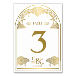 Vintage Art Deco Guld Unik monogram Arch Bröllop Bordsnummer