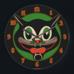 Vintage Art Deco Halloween Cat Stor Klocka<br><div class="desc">Vintage Art Deco Halloween-kattlås</div>
