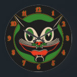 Vintage Art Deco Halloween Cat Stor Klocka<br><div class="desc">Vintage Art Deco Halloween-kattlås</div>