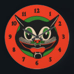 Vintage Art Deco Halloween Cat Stor Klocka<br><div class="desc">Vintage Art Deco Halloween-kattlås</div>
