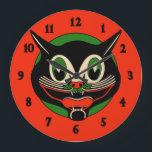 Vintage Art Deco Halloween Cat Stor Klocka<br><div class="desc">Vintage Art Deco Halloween-kattlås</div>