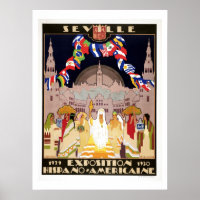 Vintage art deco Hispano-American expo Sevilla