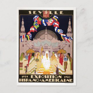 Vintage art deco Hispano-American expo Sevilla Vykort