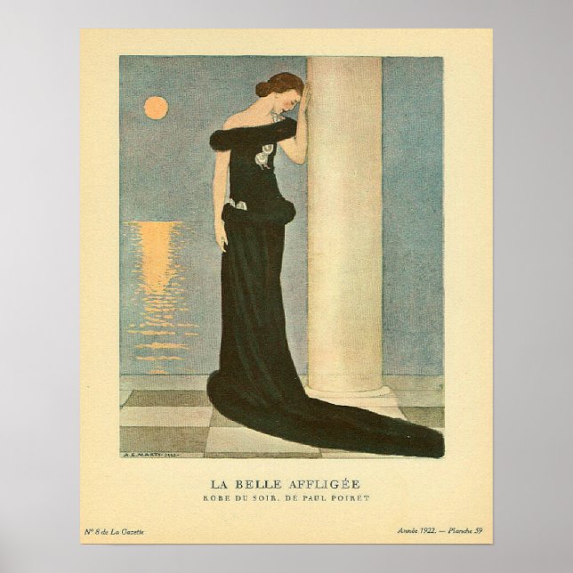 Vintage Art Deco Illustration ~ La Belle Affligee Poster (Framsidan)