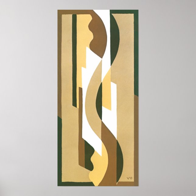 Vintage Art Deco Jazz Kurvmönster Höstfärger Poster (Framsidan)
