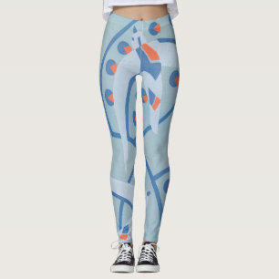 Vintage Art Deco Jazz Pochoir Birds Mönster Leggings