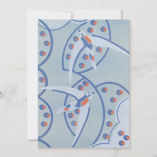 Vintage Art Deco Jazz Pochoir Fågelmönster (Framsida)