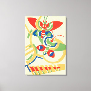 Vintage Art Deco Jazz Pochoir Garden Butterflies Canvastryck
