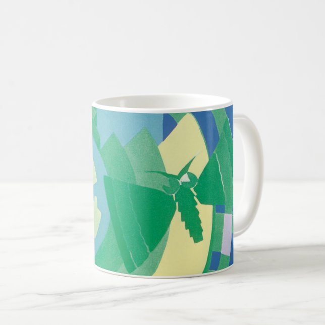 Vintage Art Deco Jazz Pochoir Garden Butterflies Kaffemugg (Framsida höger)