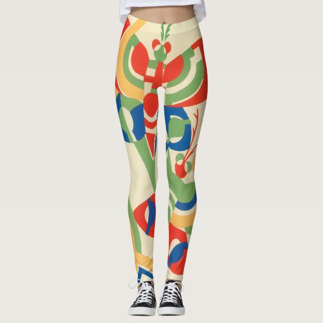 Vintage Art Deco Jazz Pochoir Garden Butterflies Leggings (Framsida)