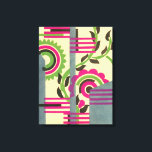 Vintage Art Deco Jazz Pochoir Geometric Mönster Canvastryck<br><div class="desc">Vintage illustration art deco jazz pochoir tapet mönster av Serge Gladky från Nouvelles Compositions Decoratives, Paris, 1929. Pochoir är en stencilteknik som är vanlig i surrealismmålningar. En blommigt för elegant och chic-cubism med geometriska former och färg. Rosa blommor med grönt löv från en vår-trädgård på gultens bakgrund. En modern och...</div>