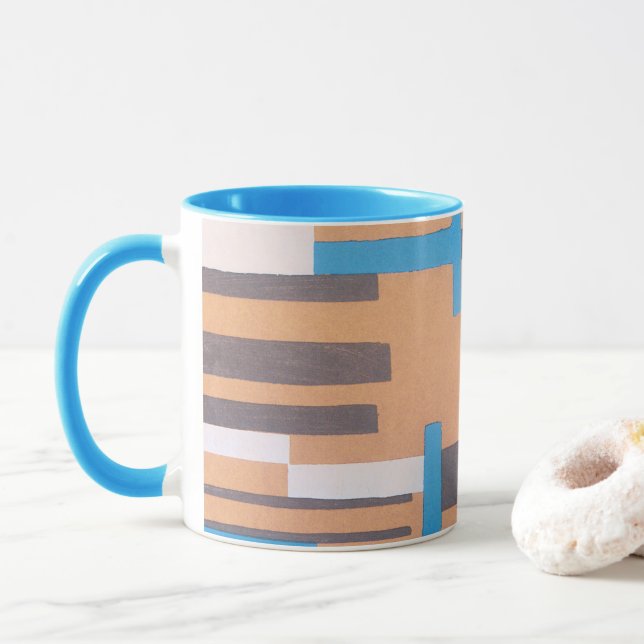 Vintage Art Deco Jazz Pochoir, Geometriskt Mönster Mugg (Med munk)