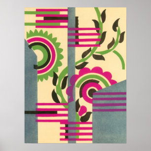 Vintage Art Deco Jazz Pochoir Geometriskt Mönster Poster