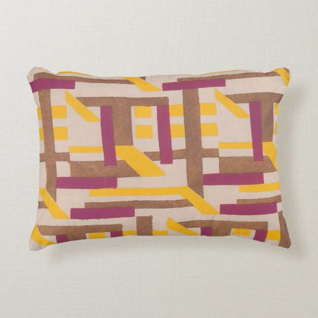 Vintage Art Deco Jazz Pochoir Geometriskt Mönster Prydnadskudde (Framsidan)