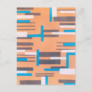 Vintage Art Deco Jazz Pochoir, geometriskt mönster Vykort