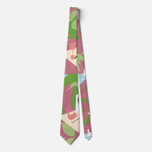 Vintage Art Deco Jazz Pochoir Handflatan Träd och  Slips