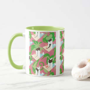 Vintage Art Deco Jazz Pochoir Palmträd och Fåglar Mugg