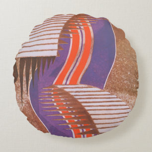 Vintage Art Deco Jazz Pochoir Stair Step Mönster Rund Kudde