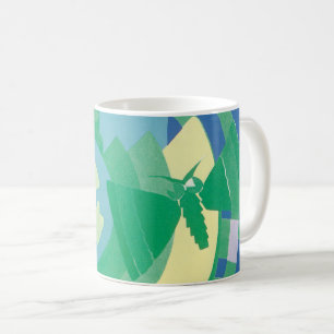 Vintage Art Deco Jazz Pochoir Trädgård Fjärilar Kaffemugg