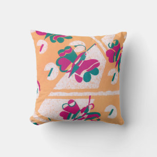 Vintage Art Deco Jazz Pochoir Trädgård Fjärilar Kudde