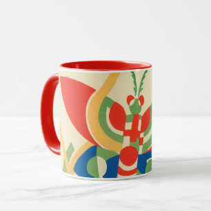 Vintage Art Deco Jazz Pochoir Trädgård Fjärilar Mugg