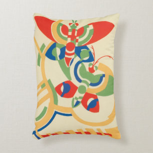 Vintage Art Deco Jazz Pochoir Trädgård Fjärilar Prydnadskudde