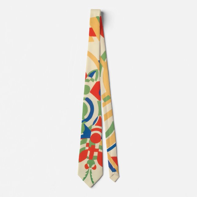 Vintage Art Deco Jazz Pochoir Trädgård Fjärilar Slips (Framsida)