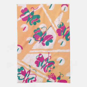 Vintage Art Deco Jazz Pochoir Trädgårds Fjärilar Kökshandduk